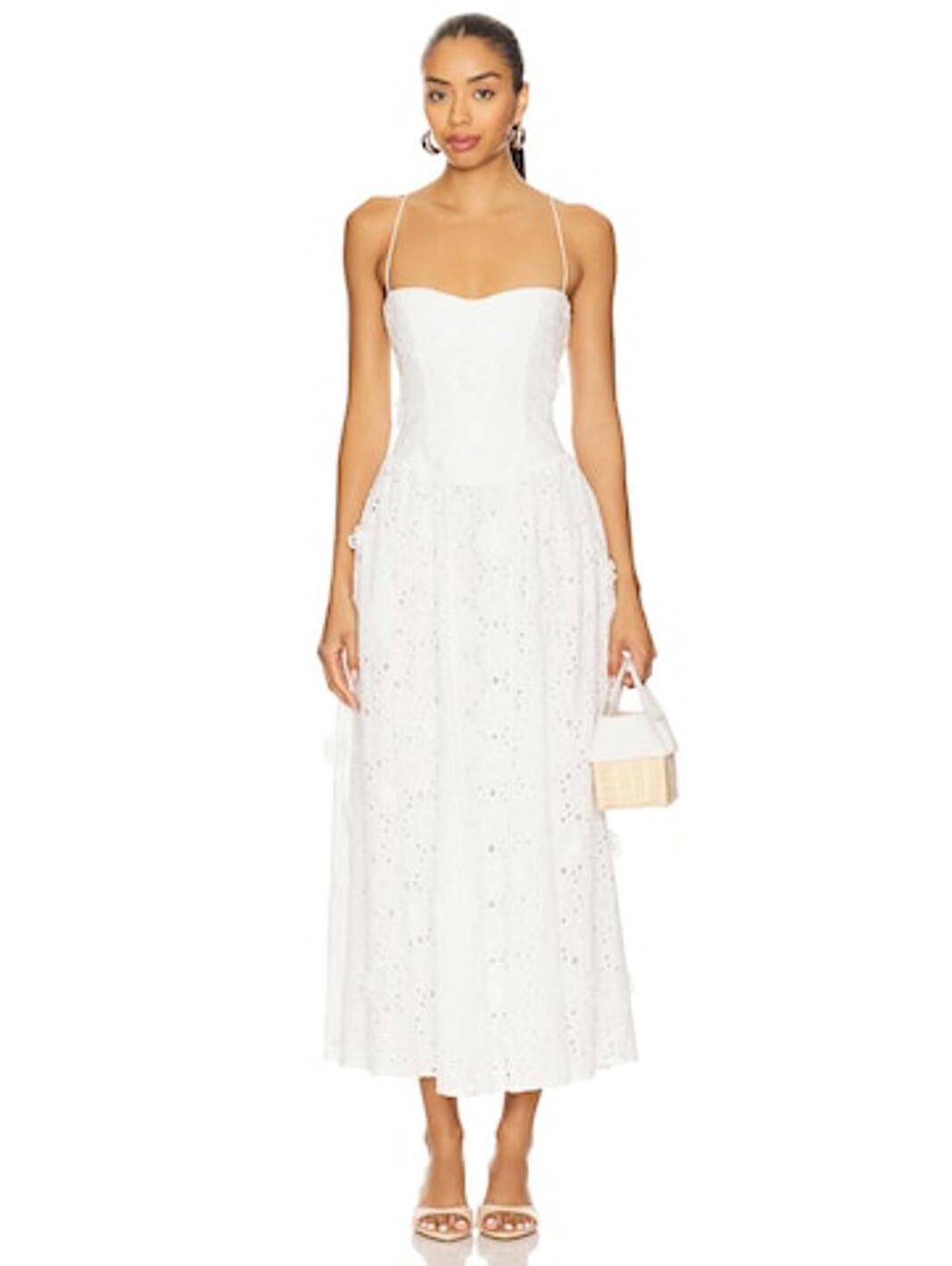 Bardot Estie Broderie Maxi Dress In Orchid White